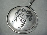 Important Vintage Native American Hopi Gary Elsie Yoyokie Sterling Silver Ram Necklace-Nativo Arts