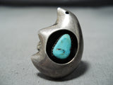 Cute Bear Vintage Native American Navajo Turquoise Sterling Silver Bear Ring Old-Nativo Arts