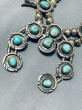 Women's Vintage Native American Navajo Royston Turquoise Sterling Silver Squash Blossom Necklace-Nativo Arts