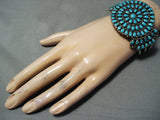 Huge Authentic Vintage Native American Navajo Blue Gem Turquoise Sterling Silver Bracelet-Nativo Arts