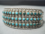 One Of The Best Vintage Native American Zuni Snake Eyes Turquoise Sterling Silver Bracelet Old-Nativo Arts