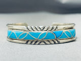 Dynamic Vintage Native American Zuni Blue Gem Turquoise Sterling Silver Bracelet-Nativo Arts