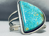 Magnificent Native American Navajo Pilot Mountain Turquoise Sterling Silver Bracelet Signed-Nativo Arts