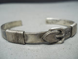Intricate Buckle Vintage Navajo Sterling Silver Bracelet Native American Old-Nativo Arts