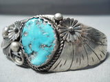 Larry Begay Vintage Native American Navajo Morenci Turquoise Sterling Silver Bracelet Old-Nativo Arts