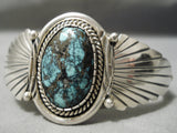 Very Important Vintage Native American Navajo Last Chance Turquoise Sterling Silver Bracelet Old-Nativo Arts
