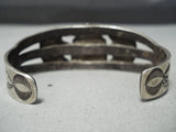 Early 1900's Vintage Native American Navajo Ingot Silver Turquoise Bracelet Old-Nativo Arts