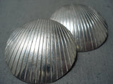Marvelous Vintage Native American Navajo Sterling Silver Shell Earrings-Nativo Arts