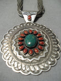 Unforgettable Vintage Native American Navajo Royston Turquoise Sterling Silver Necklace-Nativo Arts