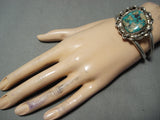 Interlocking Chain Vintage Native American Navajo Sterling Silver Turquoise Bracelet Old-Nativo Arts