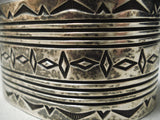 Important Earlier Vintage Native American Navajo Tooled Bruce Morgan Sterling Silver Bracelet-Nativo Arts