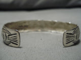 Stunning Vintage Native American Navajo Wil Benally Convex Sterling Silver Turquoise Bracelet-Nativo Arts