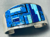 Best Pat Becenti Vintage Native American Navajo Lapis Inlay Sterling Silver Bracelet-Nativo Arts