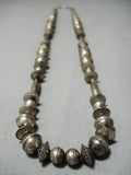 One Of The Best Vintage Native American Navajo Hand Wrought Sterling Silver Bead Necklace Old-Nativo Arts