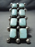 Superb San Felipe 8 Turquoise Squares Sterling Silver Ring Native American-Nativo Arts