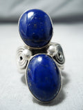 Stunning Signed Navajo Native American Lapis Sterling Silver Ring-Nativo Arts