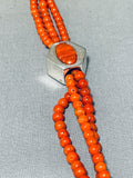 The Most Intricate Native American Zuni Coral Sterling Silver Inlay Necklace-Nativo Arts