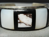 One Of The Most Unique Vintage Native American Navajo Agate Sterling Silver Inlay Bracelet-Nativo Arts