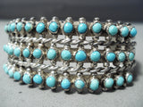 Early Vintage Native American Zuni Snake Eyes Turquoise Sterling Silver Bracelet Cuff-Nativo Arts