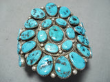 Henry Roanhose Vintage Native American Navajo Turquoise Cluster Sterling Silver Bracelet-Nativo Arts