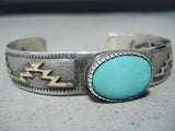Randall Begay Vintage Native American Navajo Kingman Turquoise Internal Storyteller Bracelet Old-Nativo Arts