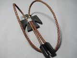 Native American Important Huge Santo Domingo Turquoise Bird Sterling Silver Bolo Tie-Nativo Arts