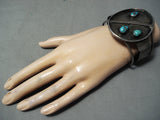 Huge Vintage Native American Navajo Turquoise Sterling Silver Bracelet-Nativo Arts