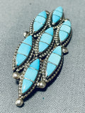 One Of The Most Unique Vintage Native American Zuni Turquoise Sterling Silver Pin-Nativo Arts