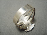 Important Parrot Zuni Native American Coral Sterling Silver Ring-Nativo Arts
