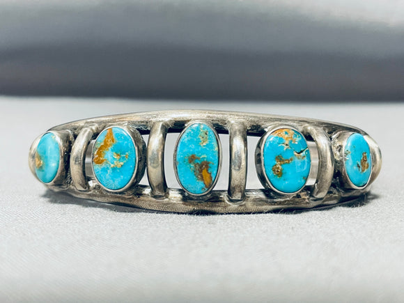 Rare Turquoise Vintage Native American Navajo Sterling Silver Bracelet-Nativo Arts