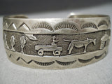 Expressive Vintage Navajo Sterling Silver Bracelet Old Native American-Nativo Arts