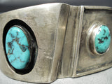 Rare Gifted Vintage Native American Navajo Story Turquoise Sterling Silver Bracelet Old-Nativo Arts