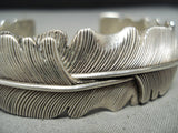 Extremely Detailed Vintage Native American Navajo Sterling Silver Feather Bracelet-Nativo Arts