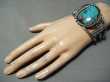 Authentic Vintage Native American Navajo Carico Lake Turquoise Sterling Silver Bracelet-Nativo Arts