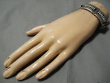 Amazing Tom Curtis Vintage Native American Navajo Hinged Station Sterling Silver Bracelet-Nativo Arts