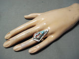 Important Vintage Native American Laguna Kenny Romero Turquoise Sterling Silver Inlay Ring-Nativo Arts