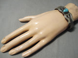 Incredible Vintage Native American Zuni Sterling Silver Blue Diamond Turquoise Bracelet-Nativo Arts