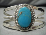Exceptional Vintage Native American Navajo Blue Gem Turquoise Sterling Silver Native Bracelet-Nativo Arts