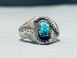 Early 1900's Vintage Native American Navajo Turquoise Coin Silver Ring-Nativo Arts