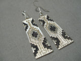 Important Native American Navajo Rug Design Sterling Silver Dan Jackosn Earrings-Nativo Arts