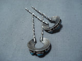 Dynamic Vintage Native American Navajo Kingman Turquoise Sterling Silver Hairpins Old-Nativo Arts