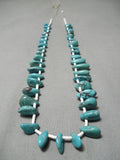 Rare Early Deposit Turquoise Vintage Native American Navajo White Heishi Necklace Old-Nativo Arts