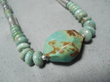 Native American Important Santo Domingo Tony Aguilar Green Turquoise Sterling Silver Necklace-Nativo Arts