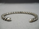 Intricately Hand Woven Vintage Native American Navajo Sterling Silver Coil Bracelet Old-Nativo Arts