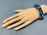 One Of The Most Intricate Ver Native American Navajo Turquoise Sterling Silver Bracelet-Nativo Arts