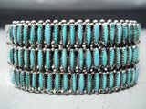 Important Vintage Native American Zuni Blue Gem Turquoise Petit Point Sterling Silver Bracelet-Nativo Arts