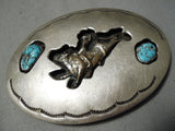 Important Very Early Vintage Native American Navajo Dan Jackson Turquoise Sterling Silver Buckle-Nativo Arts
