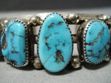 Superior Vintage Native American Navajo Sleeping Beauty Turquoise Sterling Silver Bracelet Old-Nativo Arts