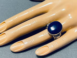 Vibrant Native American Navajo Lapis Sterling Silver Ring Signed-Nativo Arts
