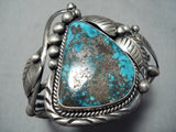 One Of Best Rare Turquoise Vintage Native American Navajo Sterling Silver Bracelet Old-Nativo Arts